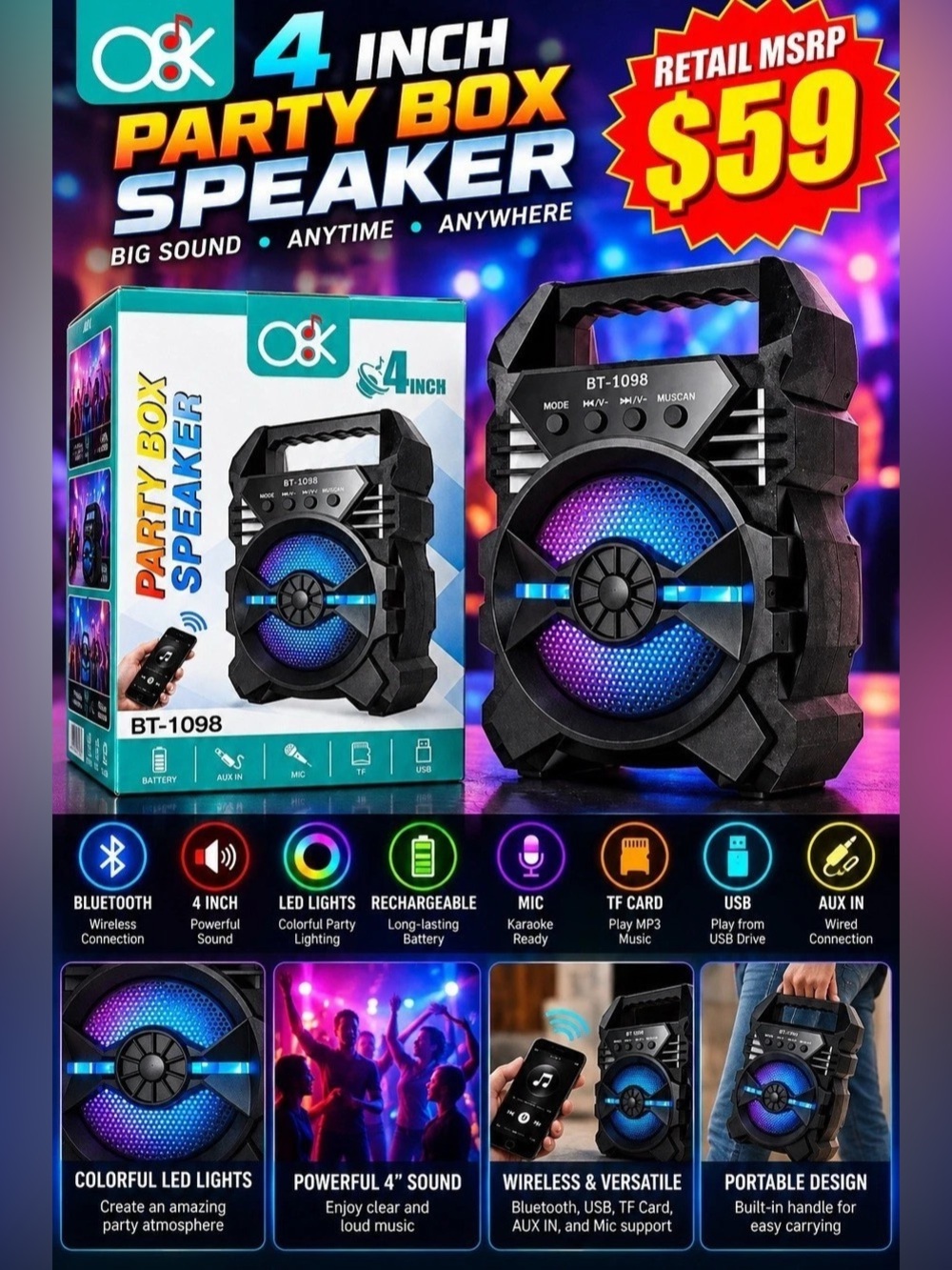 Bluetooth Portable Party Box Speaker